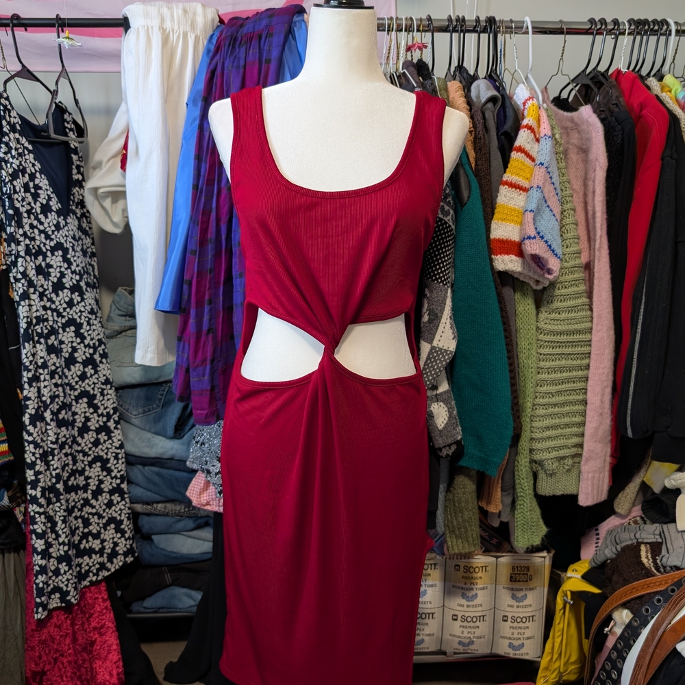 SHEIN Red Backless Cut-Out Dress